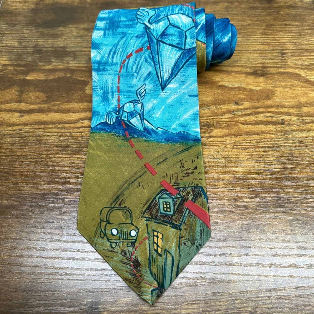 The Beatles Lucy in the Sky with Diamonds Silk Tie Manhattan Menswear Blue Gold‎